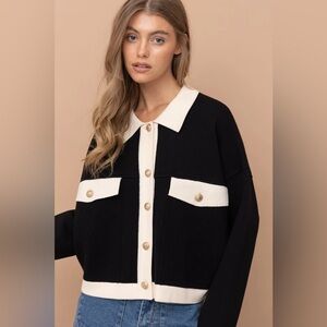 Bohme Kimber Contrast Knit Sweater Jacket